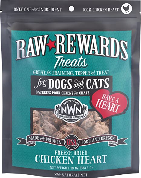 Northwest Naturals Freeze-Dried Chicken Hearts 100% Natural Dog and Cat Treat 10 OZ