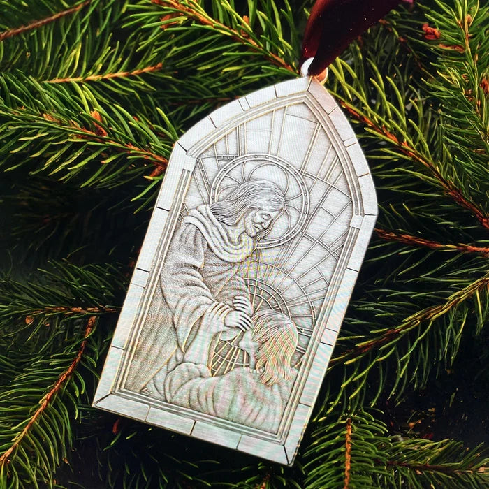 New: Set of 2 Miracle Christmas Ornaments, One (1) Each Nativity Cathedral Window and Miracles Cathedral Window Ornament Made in USA