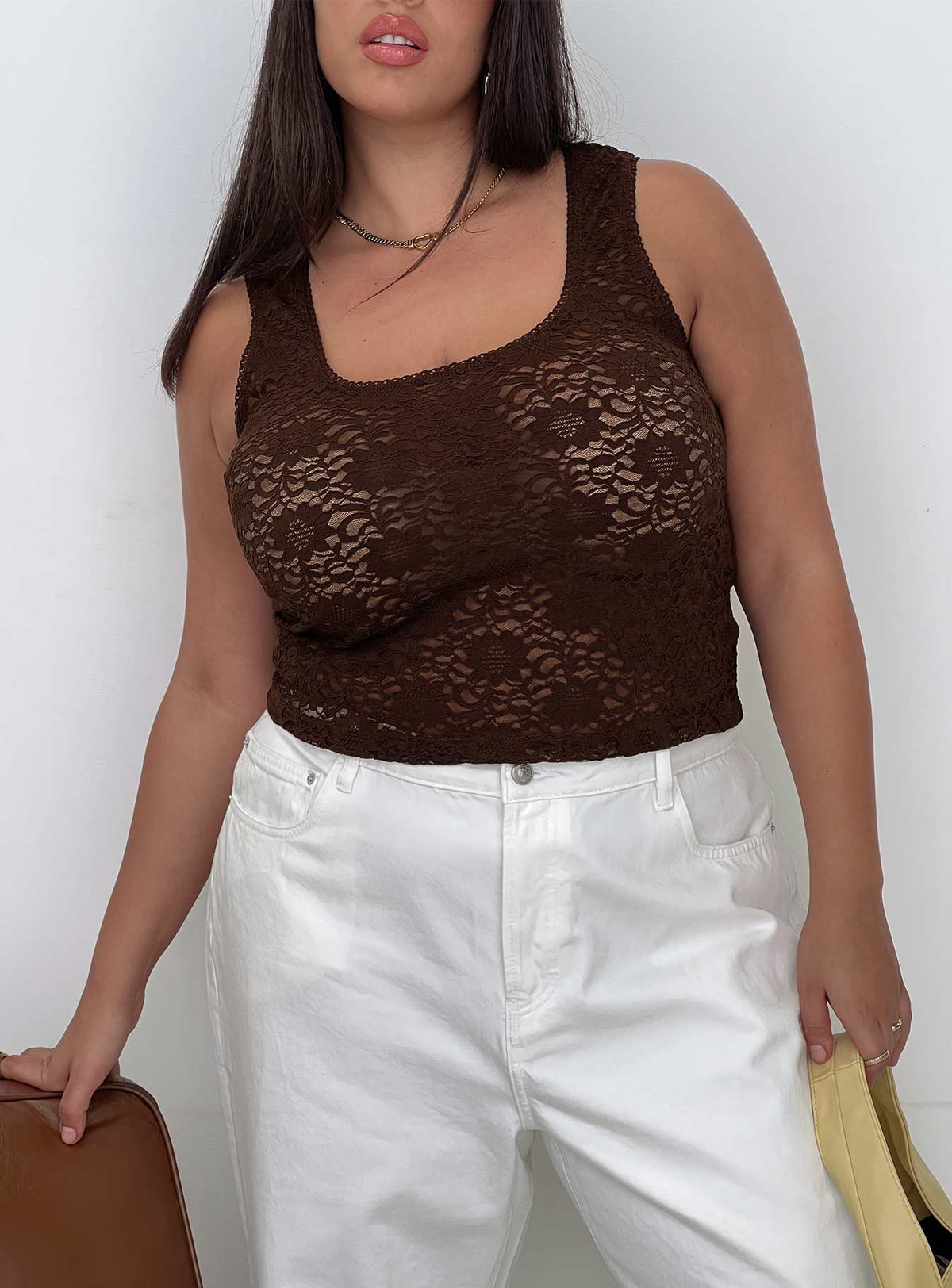 Bennington Lace Top Brown Curve
