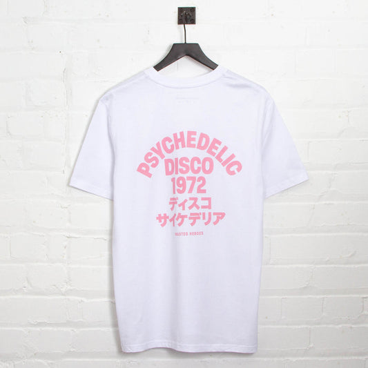 1972 Psychedelic Disco Back Print - Tshirt - White Pink