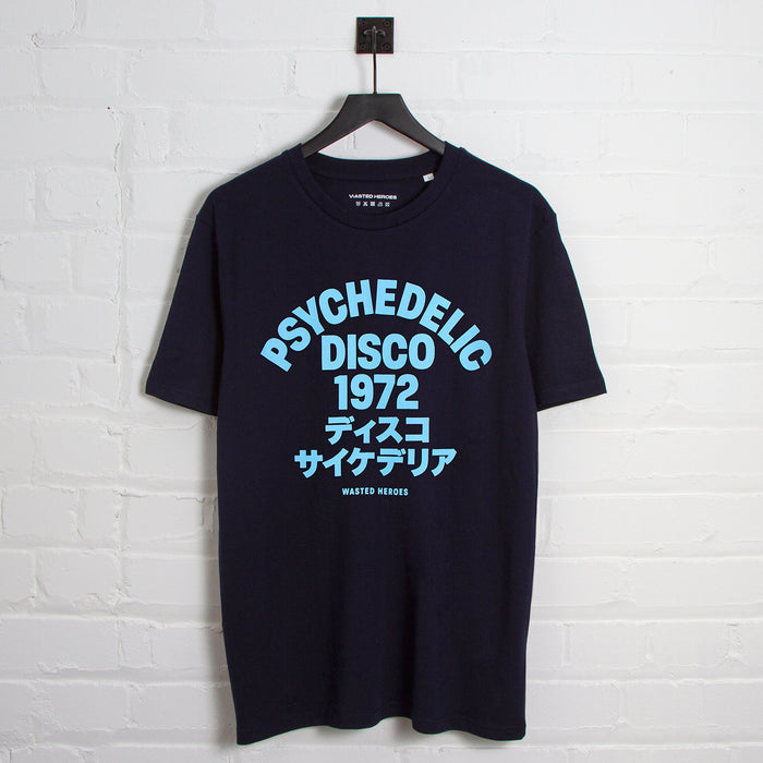 1972 Psychedelic Disco Front Print - Tshirt - French Navy