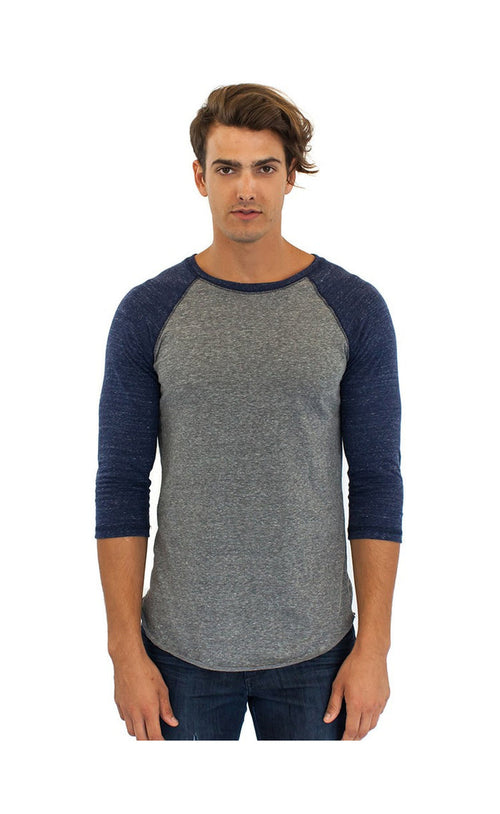 2-Pack Triblend Raglan Baseball Shirts Gray or Black Body Made in USA 20060