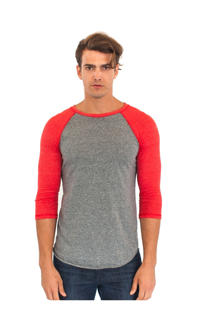 2-Pack Triblend Raglan Baseball Shirts Gray or Black Body Made in USA 20060