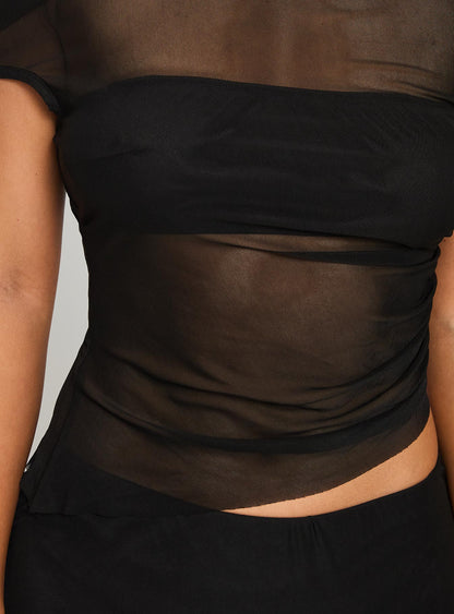 Aristocrat One Shoulder Mesh Set Black