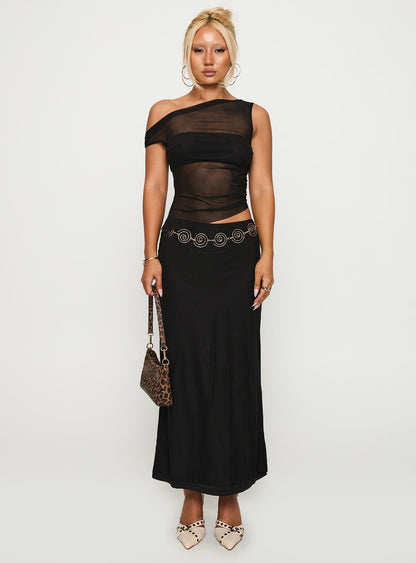 Aristocrat One Shoulder Mesh Set Black