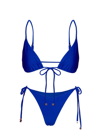 Alizzi Tie Front Triangle Bikini Top Blue