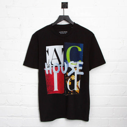 Acid House Cut Portrait Front Print - Tshirt - Black