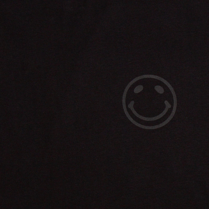 Black On Black Side Smiley Back  - Pullover Hood - Black