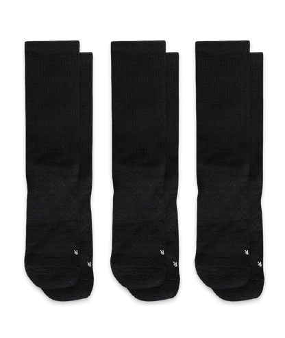 Flagship Black Merino Wool Lite Crew Socks 3-Pack