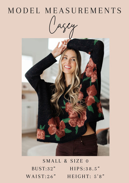 Flower Picking Notch Neck Blouse