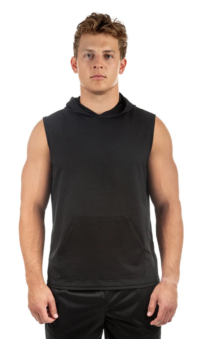 Illusion Mesh Sleeveless Hoodie Made in USA 632IJHB