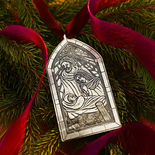 New: Set of 2 Miracle Christmas Ornaments, One (1) Each Nativity Cathedral Window and Miracles Cathedral Window Ornament Made in USA