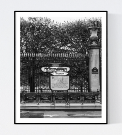 Tuileries Metro Stop Black and White
