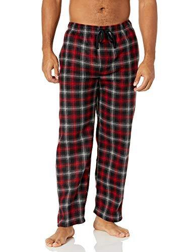 Varsity Men's Micro Fleece Sleep Pant and Crewneck Jersey Shirt Set, Red/Plaid, 2X-Large - foxberryparkproducts