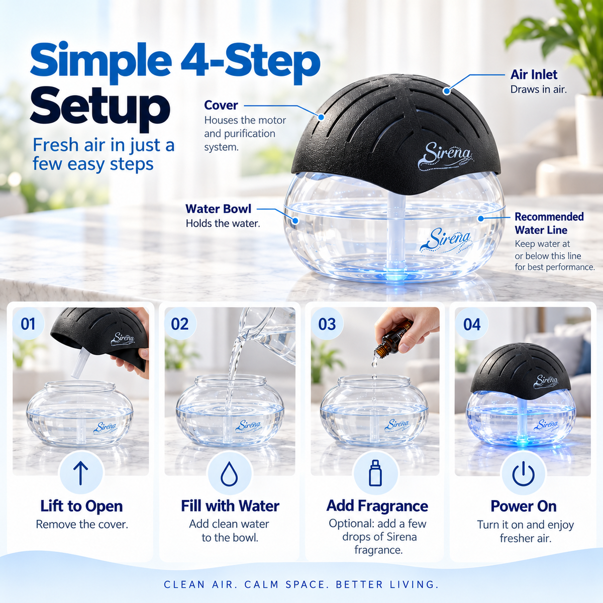 7-Color Water Air Purifier & Aroma Diffuser